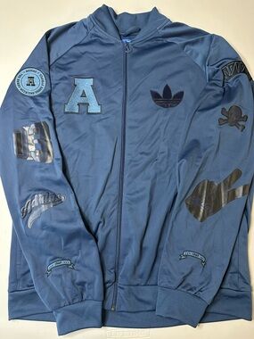 Adidas Originals Blue Track Top Badge TT Multi-Patch Embroidered Jacket NWT XL